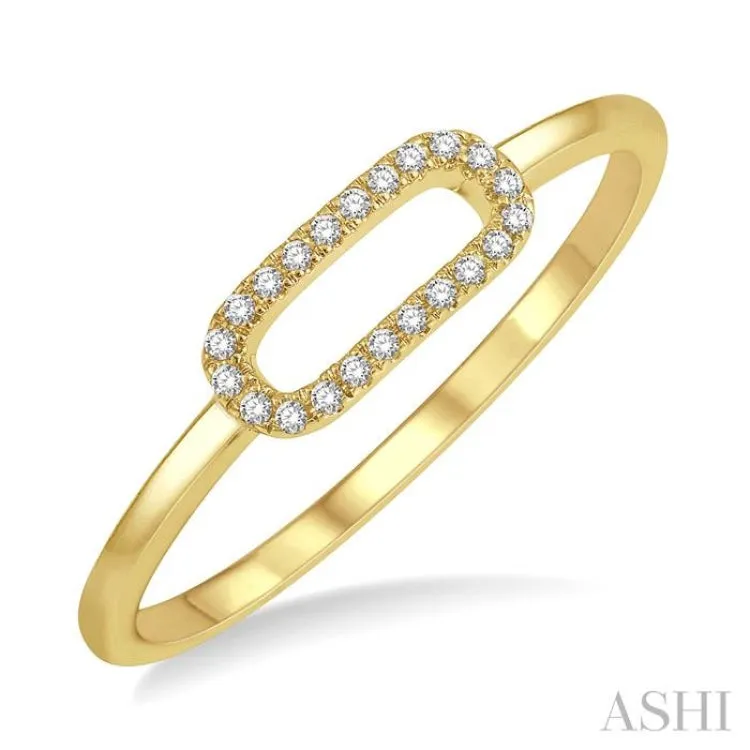 1/20 Ctw Paper Clip Link Round Cut Diamond Fashion Ring in 10K Yellow Gold