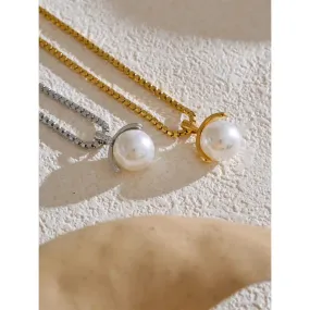 12mm Simulated Pearl Pendant Necklace