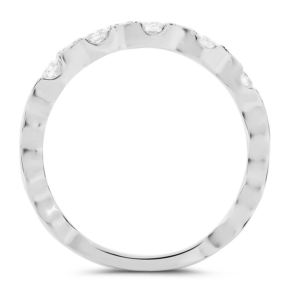 14k Diamond Wavy Band