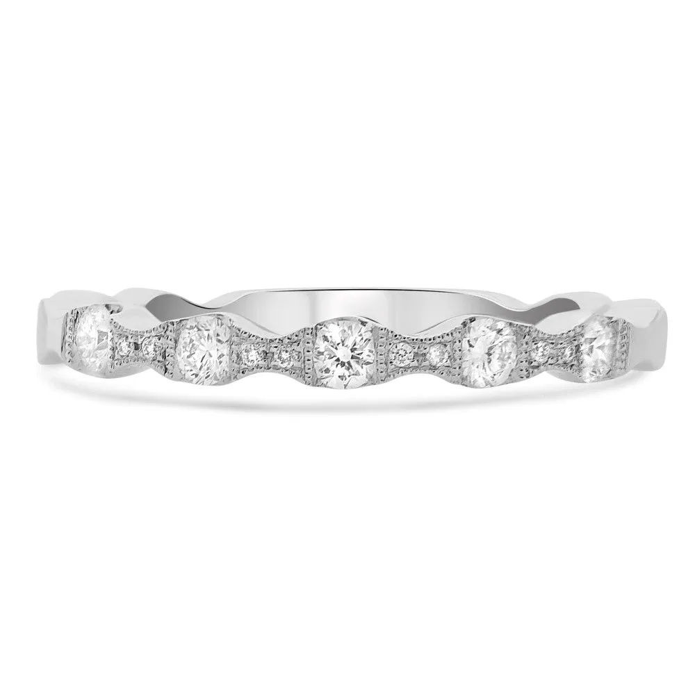 14k Diamond Wavy Band