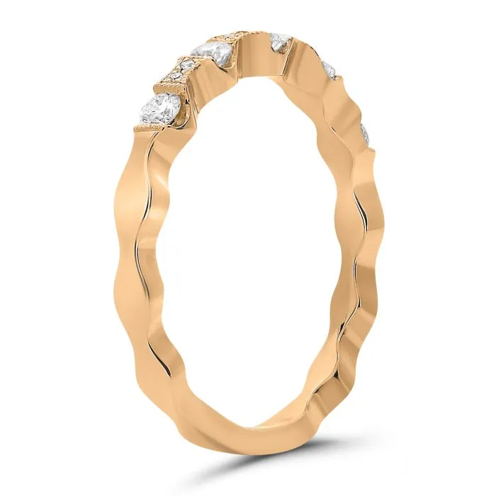 14k Diamond Wavy Band