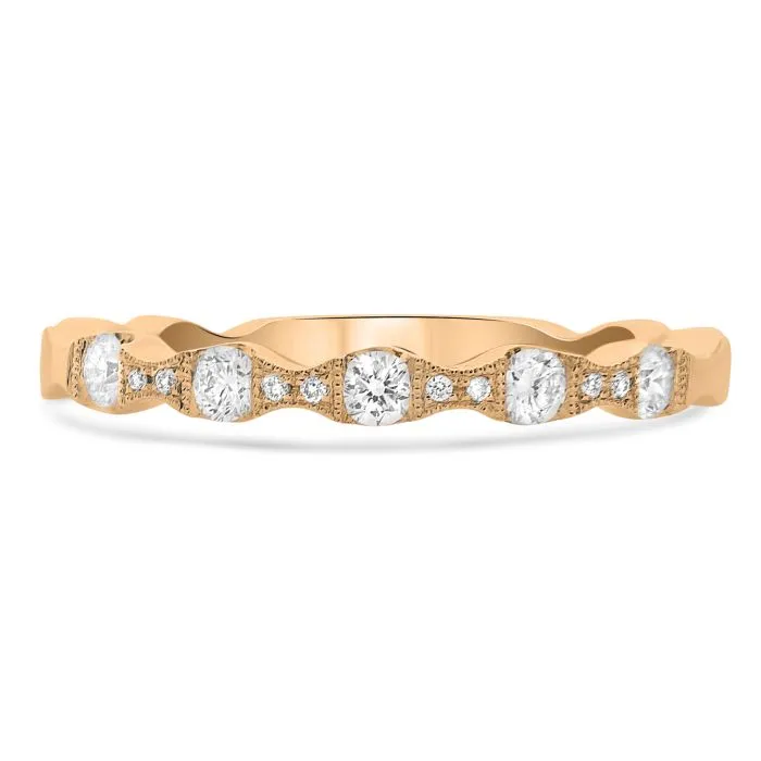 14k Diamond Wavy Band