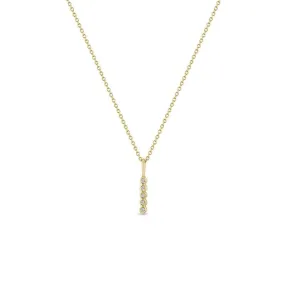 14k Vertical 5 Tiny Diamond Bezel Bar Pendant Necklace