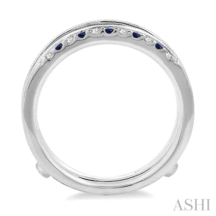 1/6 ctw Round Cut Diamond and 1.45MM Sapphire Precious Insert Ring in 14K White Gold