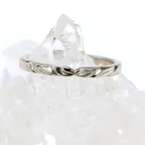 18ct White Gold Slim Leaf Wedding Ring