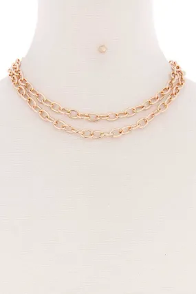 2 Simple Chain Metal Layered Necklace