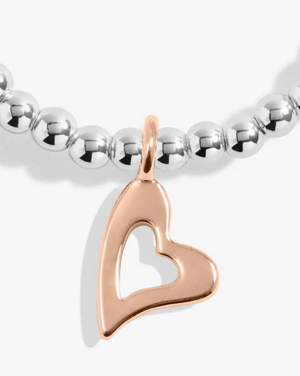 A Little 'Lucky To Have A Friend Like You' Bracelet in Silver And Rose Gold Plating