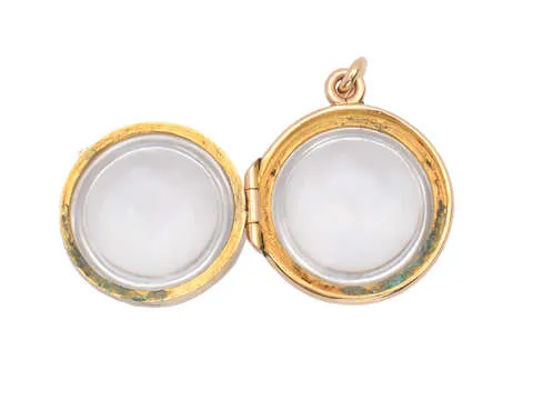 Antique Round Rock Crystal & Gold Locket