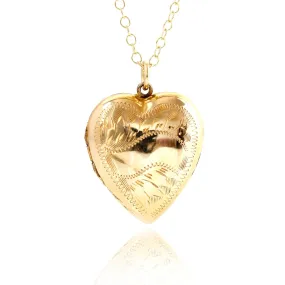 Antique Victorian 9ct Gold Heart Locket Necklace