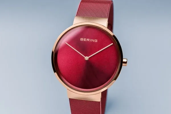 Bering 14539-363 Classic Red Stainless Steel Mesh Strap Unisex Watches