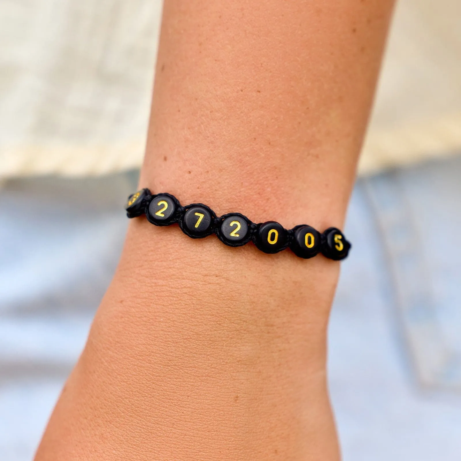 Black Alphabet Bead Bracelet