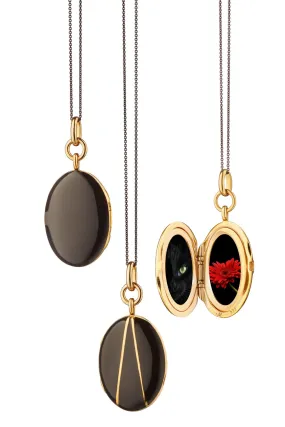 Black Enamel Vermeil Oval Locket