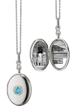 Blue Topaz Infinity Locket Necklace