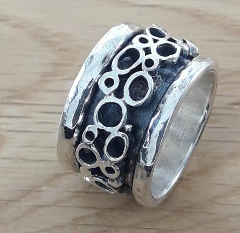 Bold Silver Zen: Statement 925 Silver Meditation Ring