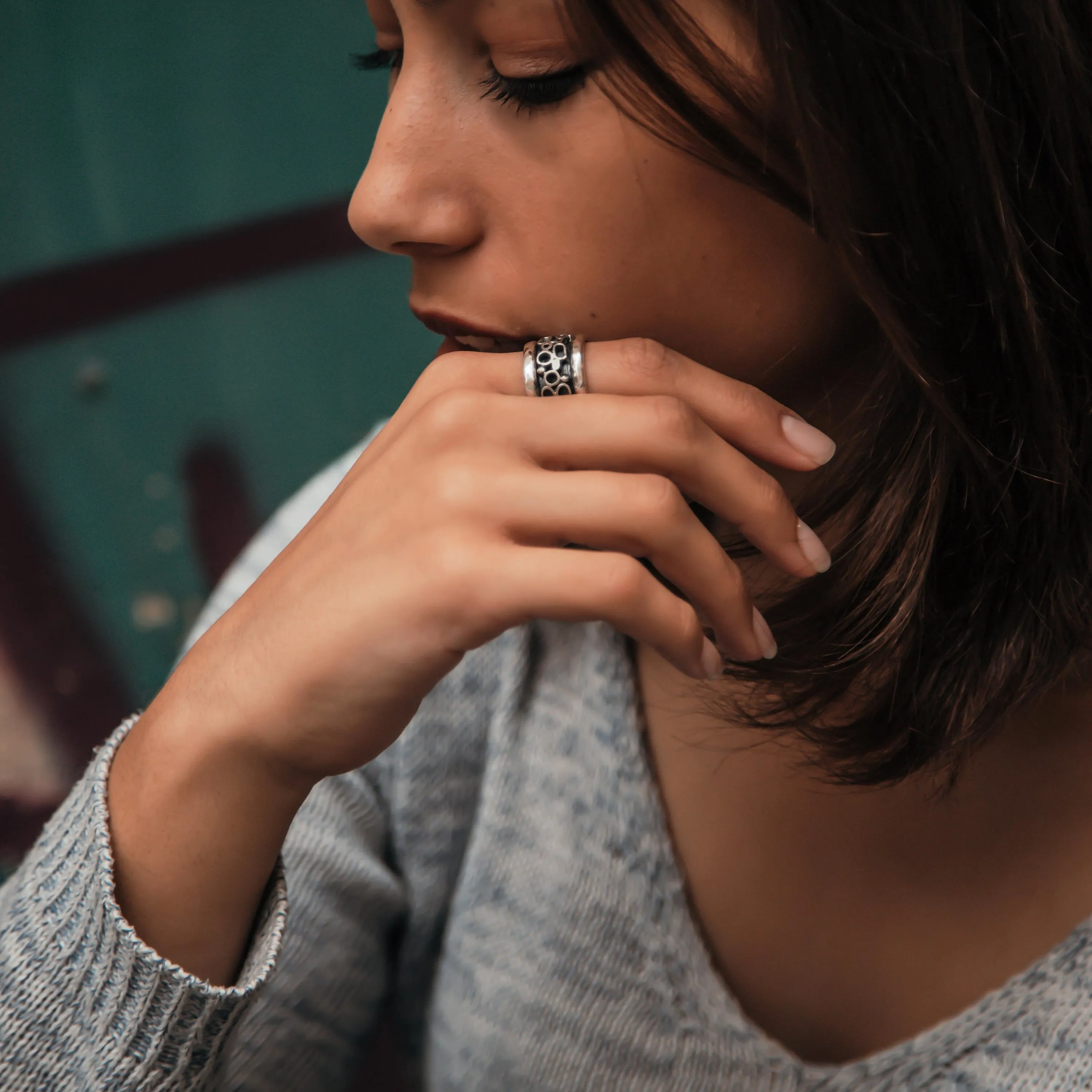 Bold Silver Zen: Statement 925 Silver Meditation Ring