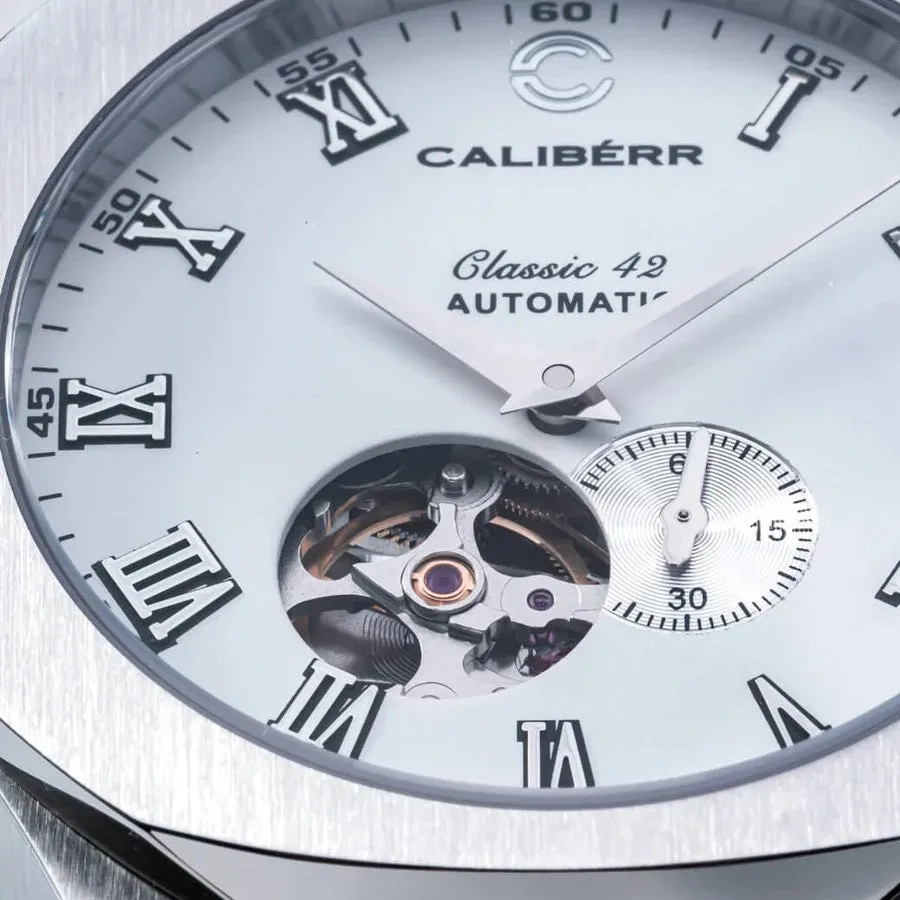 Caliberr Stainless Steel Case Black Dial Watch