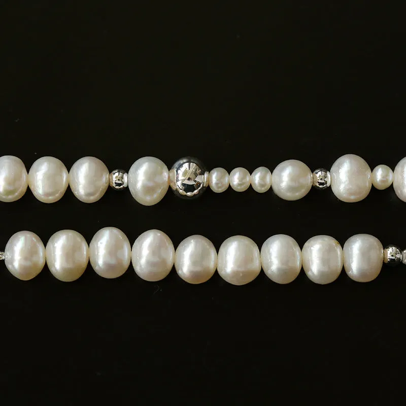 Chain Spliced Pearls Necklaces OT Buckle