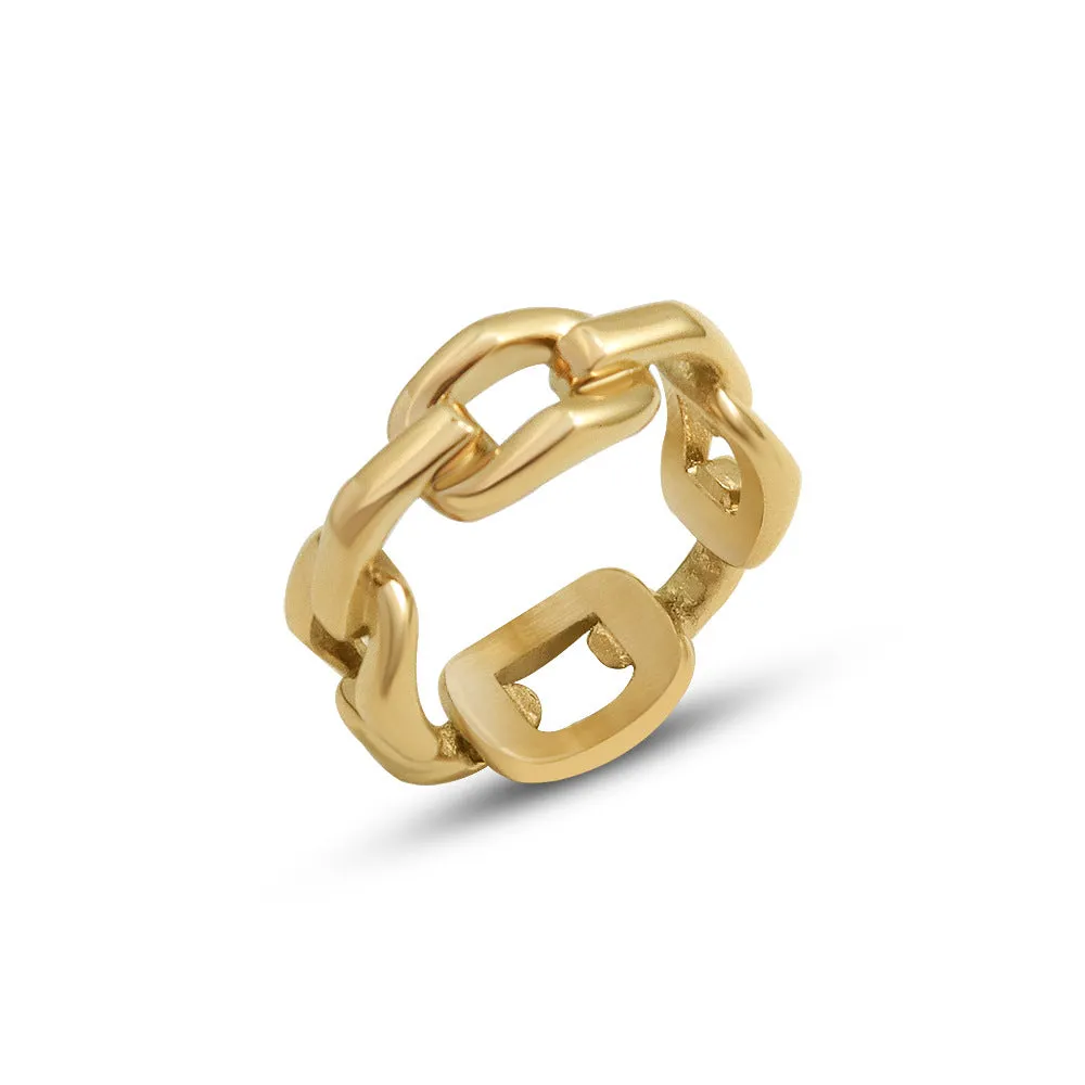 Cold Light Square Stacked Chain Ring for Women