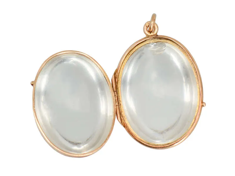 Crystal Clear - Quartz Oval Locket in Gold