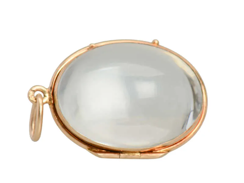 Crystal Clear - Quartz Oval Locket in Gold