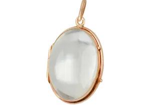 Crystal Clear - Quartz Oval Locket in Gold