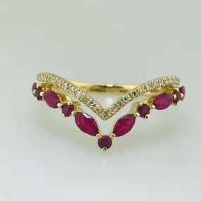 Diamond and Ruby V Ring