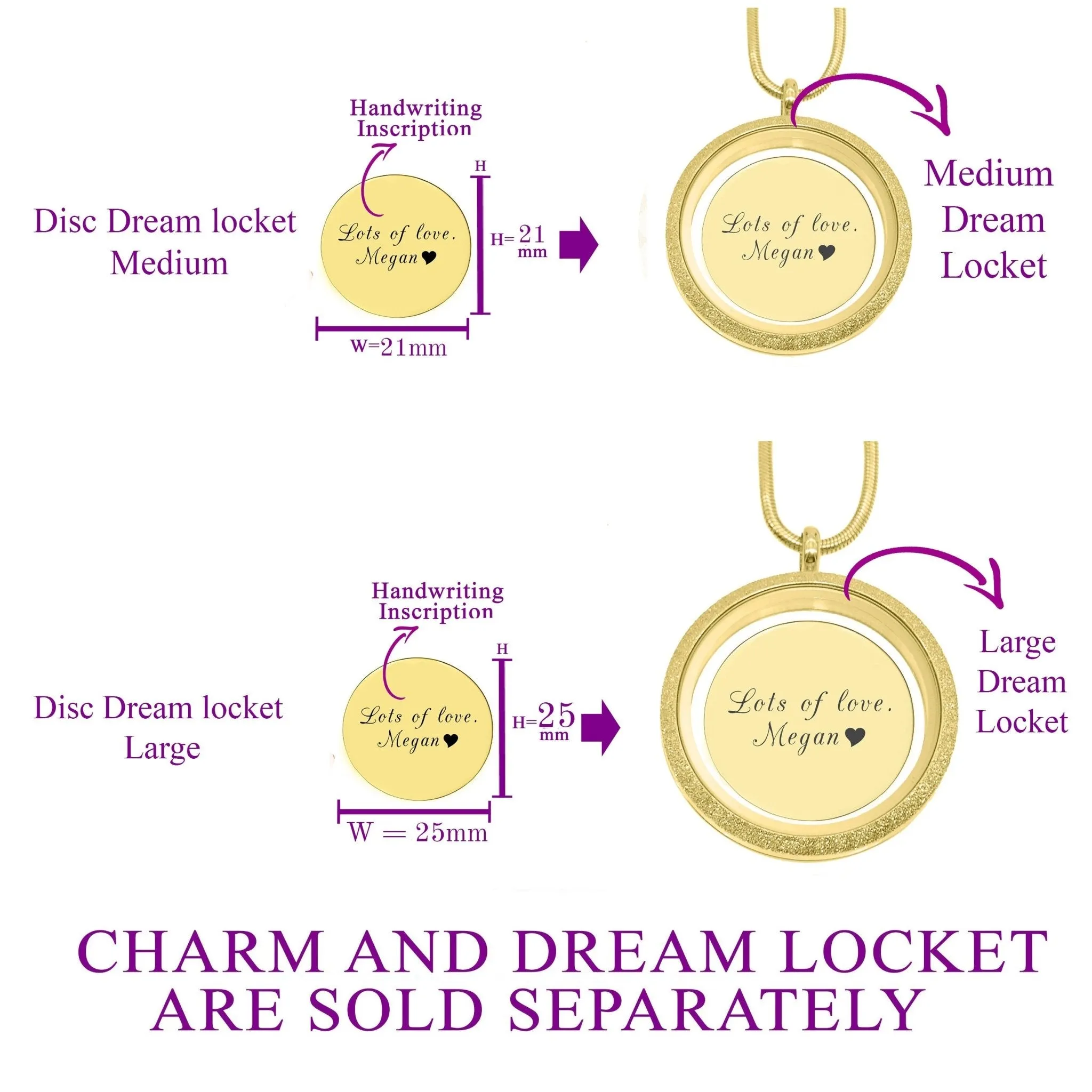 Disc Insert Handwriting for Dream Locket