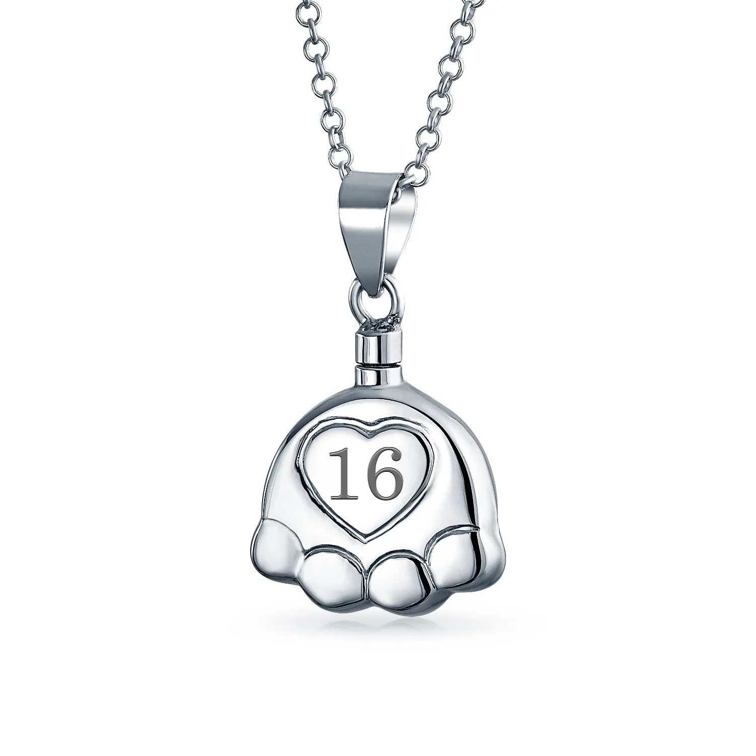 Dog Cat Paw Print Locket Necklace for Ashes - Memorial Urn Jewelry Pendant