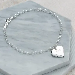 Engraved Silver Heart Bracelet