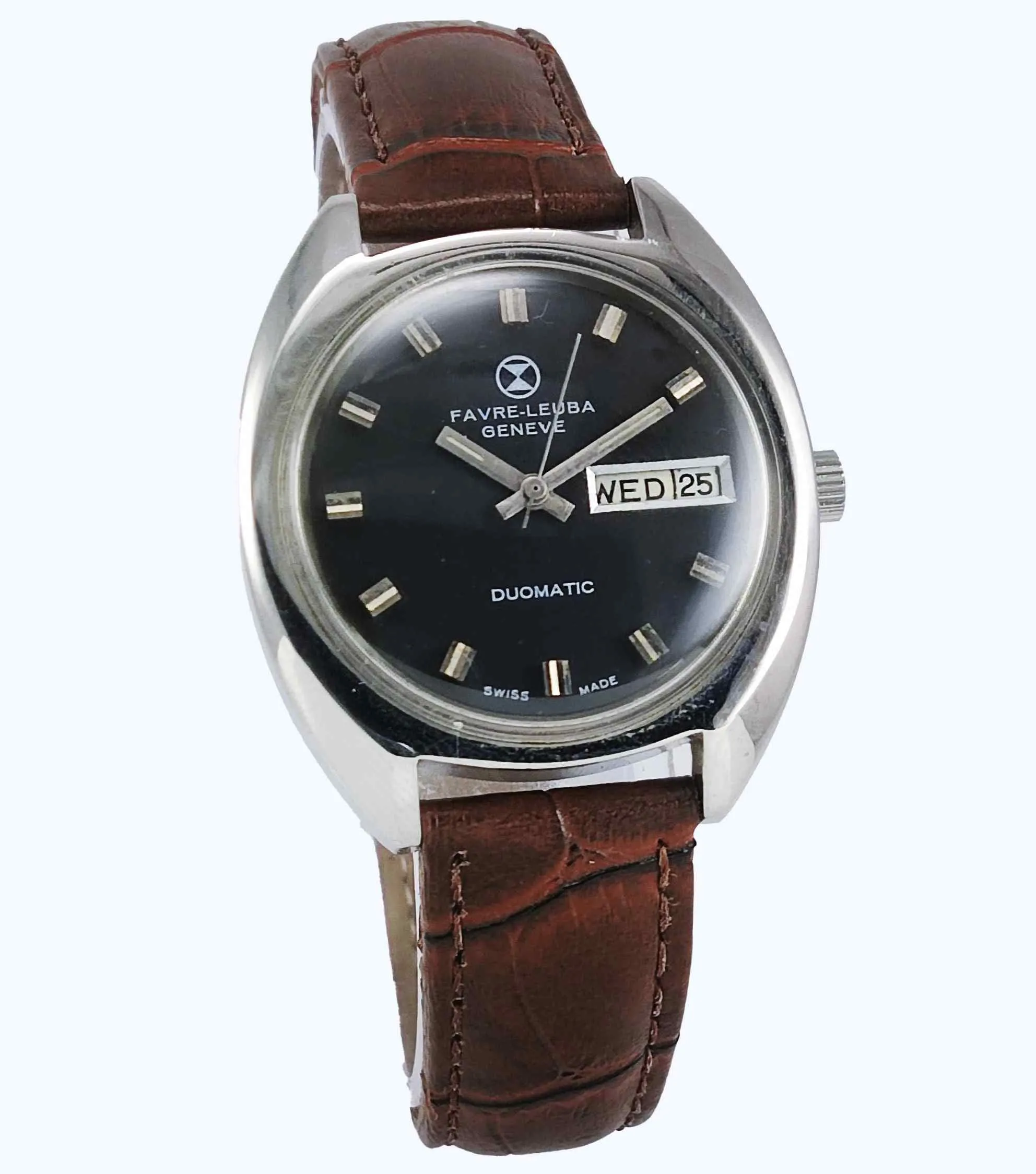 Favre Leuba Geneve Duomatic-908 Charcoal Black Dial 25 Jewels Men's Watch