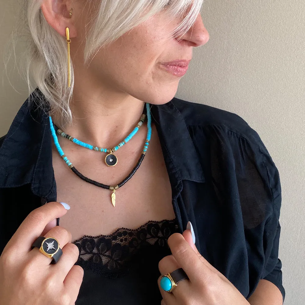 Free Spirit - Turquoise Black & Round Pendant