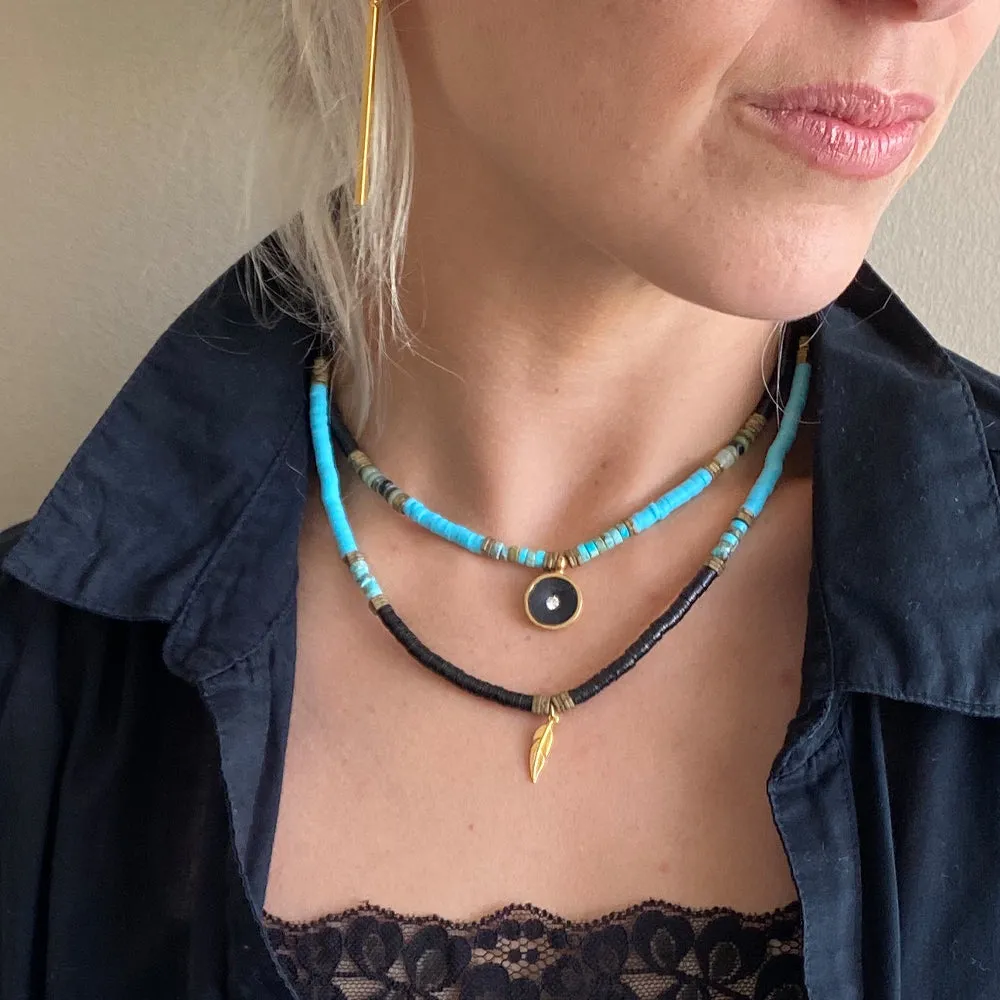 Free Spirit - Turquoise Black & Round Pendant