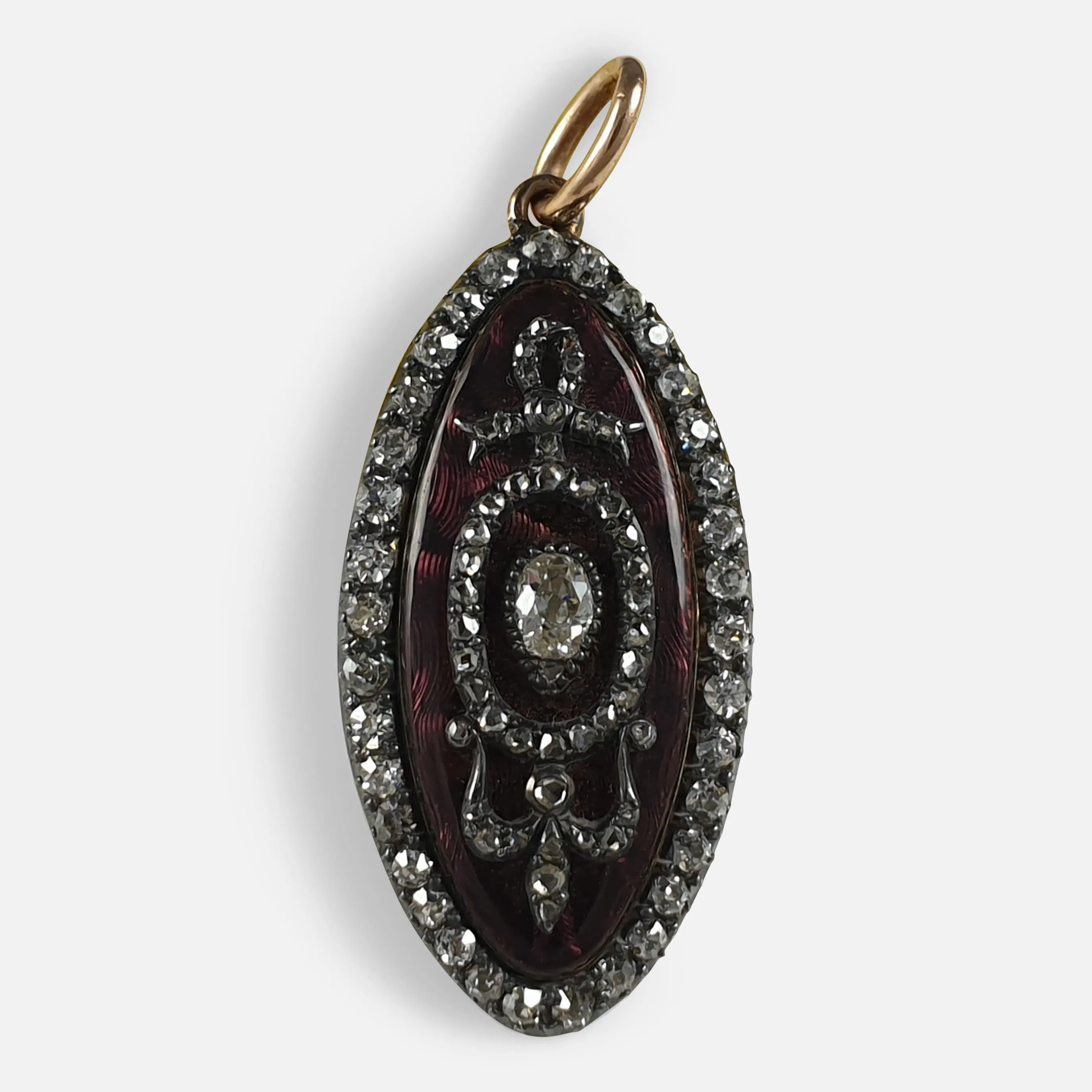 George III Diamond and Enamel Navette Pendant