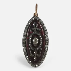 George III Diamond and Enamel Navette Pendant