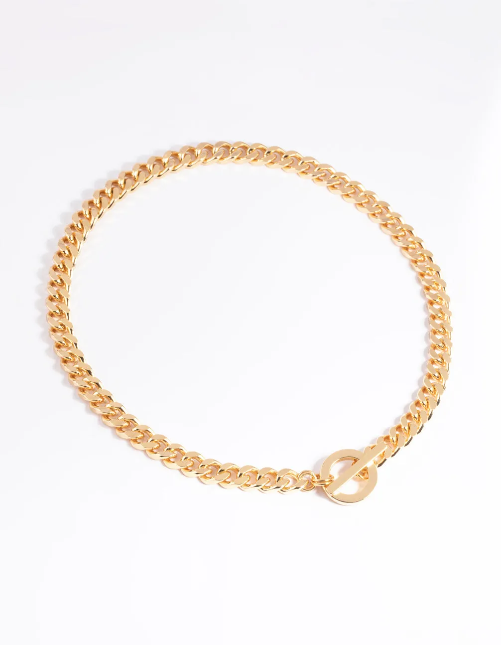 Gold Plated Fob Curb Chain T&O Necklace