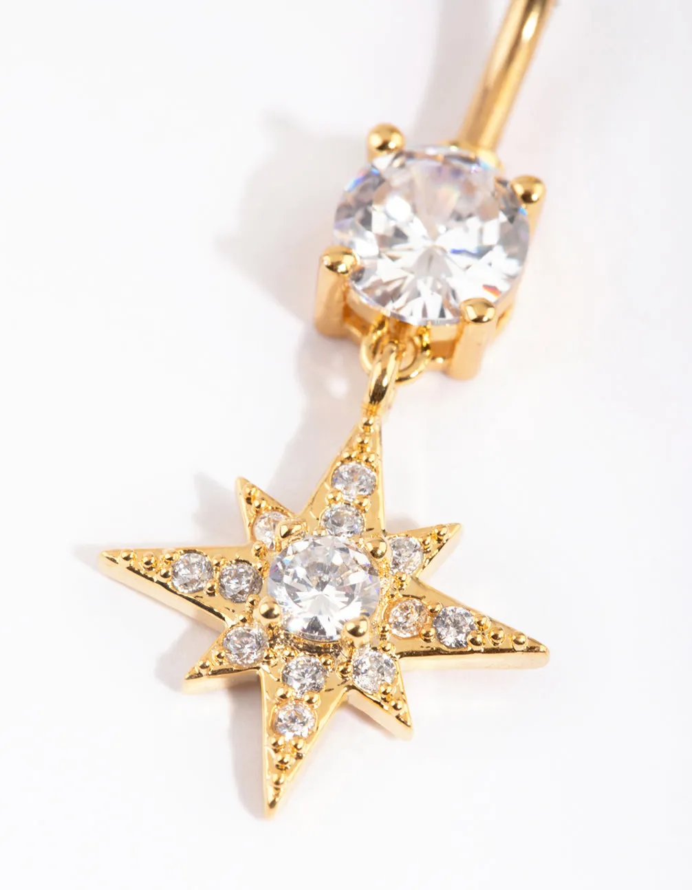 Gold Plated Titanium Star Belly Bar