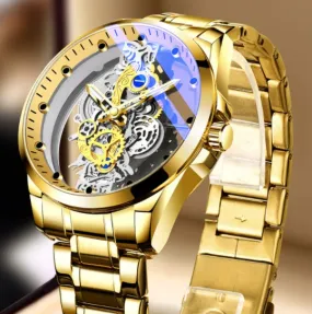 Gold Skeleton Vintage Man Quartz Watch