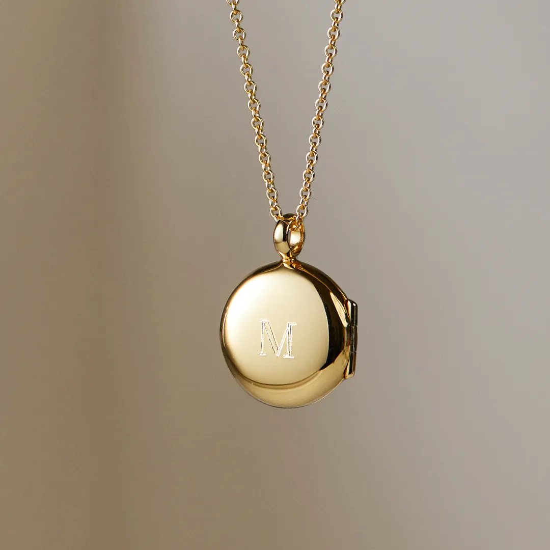 Gold Small Round Diamond Locket Necklace