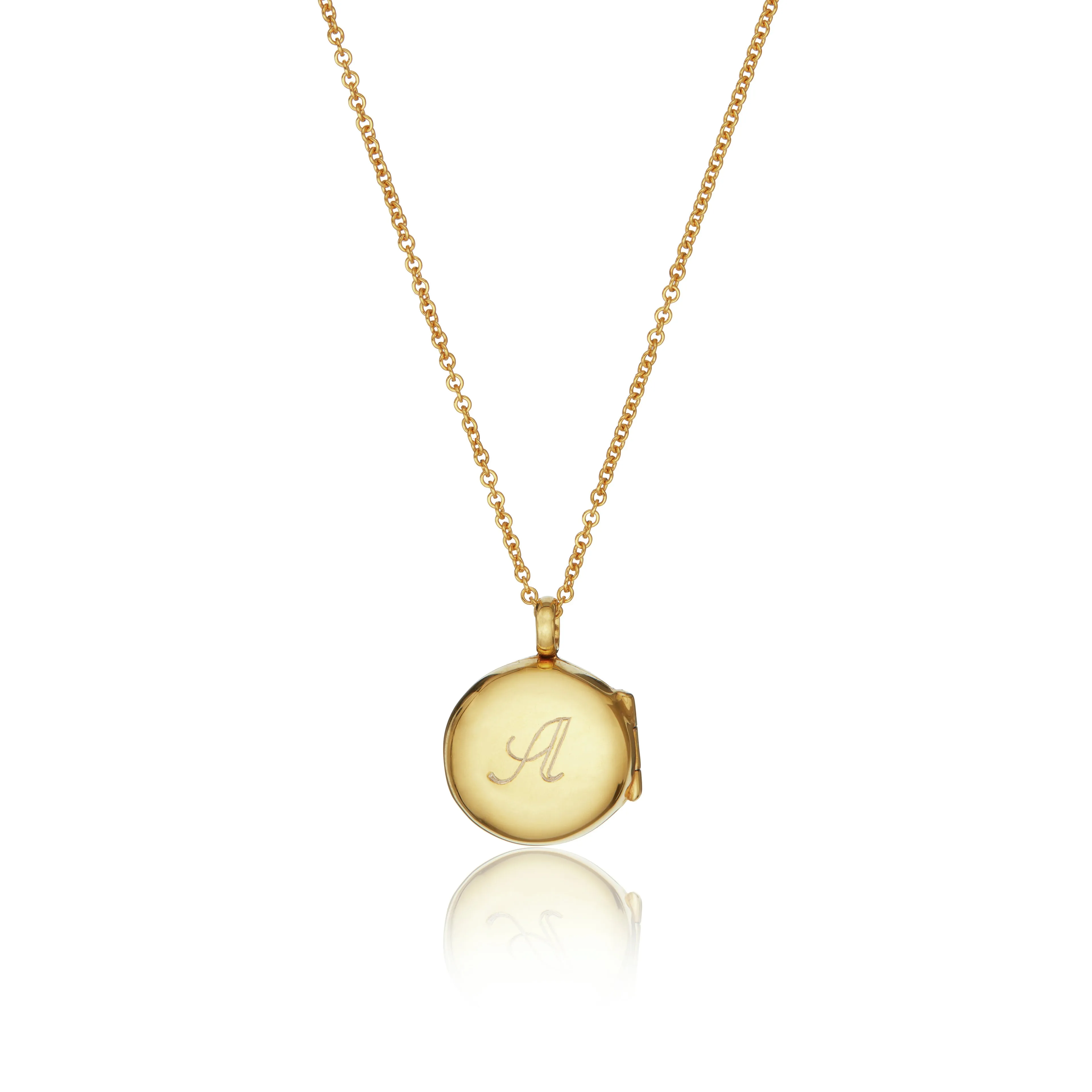 Gold Small Round Diamond Locket Necklace