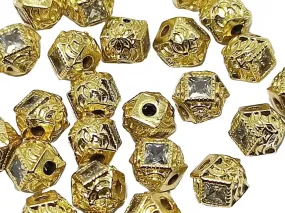 Golden Transparent  AD Stone Hexa Ball Spacer Beads