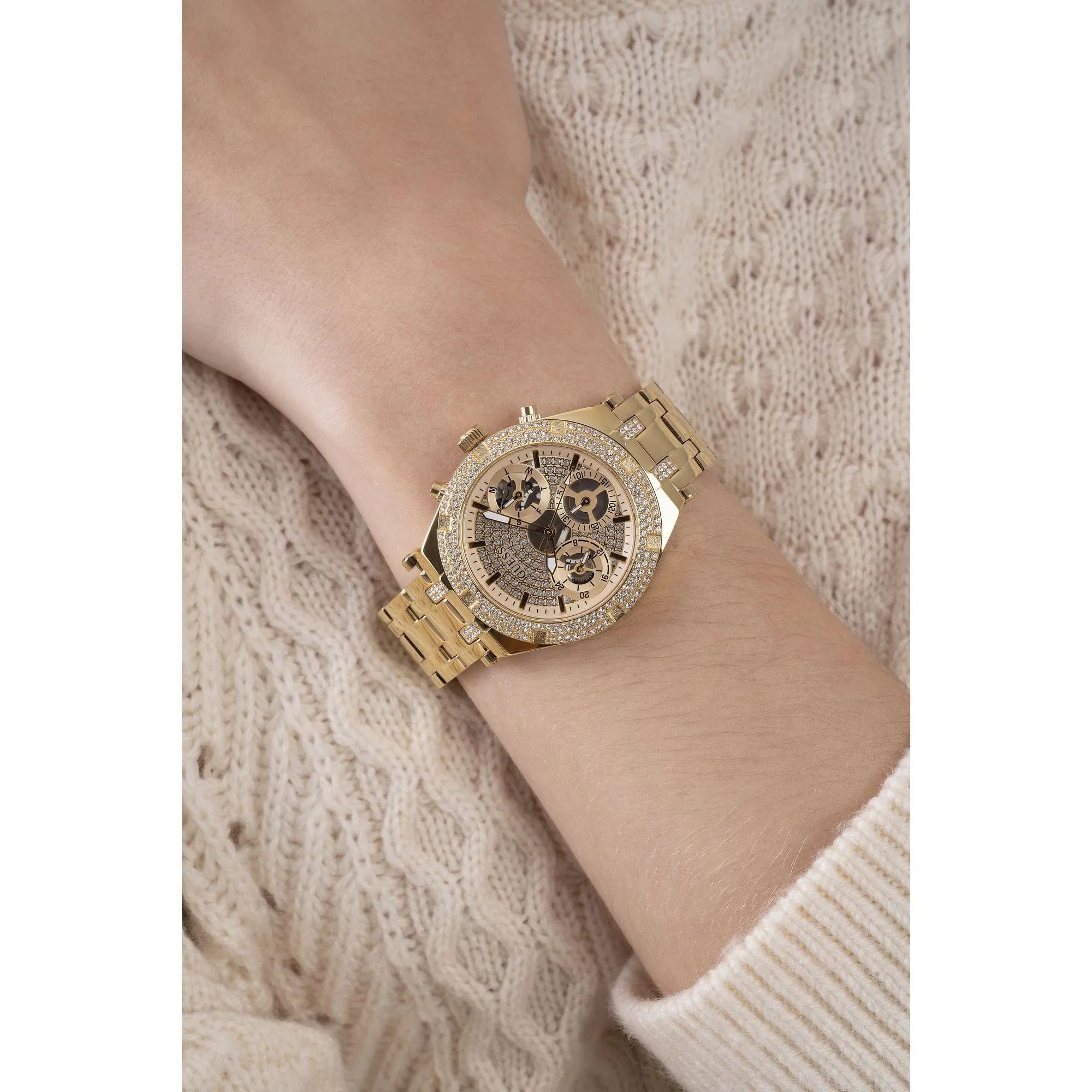 GUESS Women 38 mm Gold Dial Analog Watch- GW0440L2