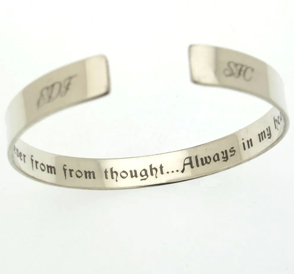 Hidden message bracelet for him - Initials Sterling Silver Cuff Bracelet