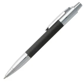 Hugo Boss Saffiano Ballpoint Pen - Black Dark Blue Chrome Trim