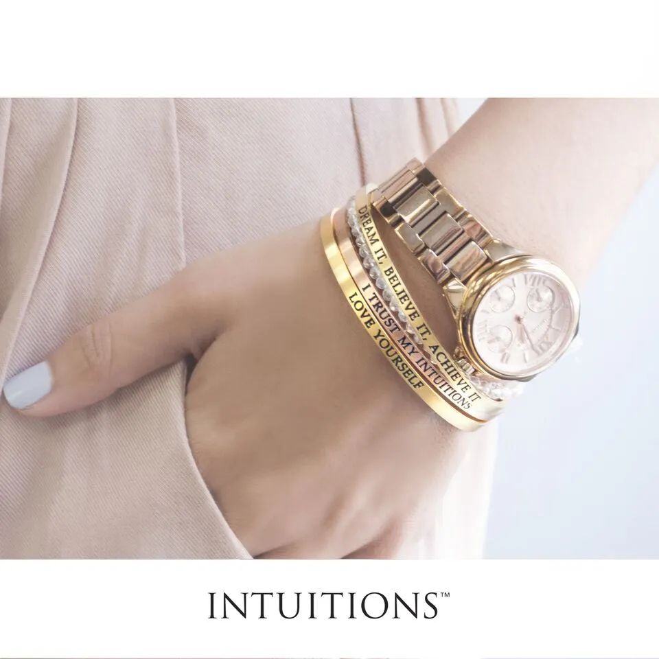 Intuitions Stainless Steel DREAM IT BELIEVE IT ACHIEVE IT Diamond Accent Cuff Bangle Bracelet