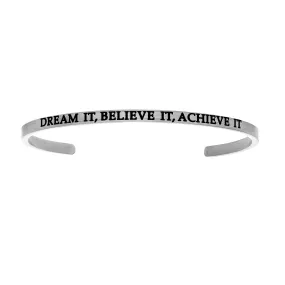 Intuitions Stainless Steel DREAM IT BELIEVE IT ACHIEVE IT Diamond Accent Cuff Bangle Bracelet