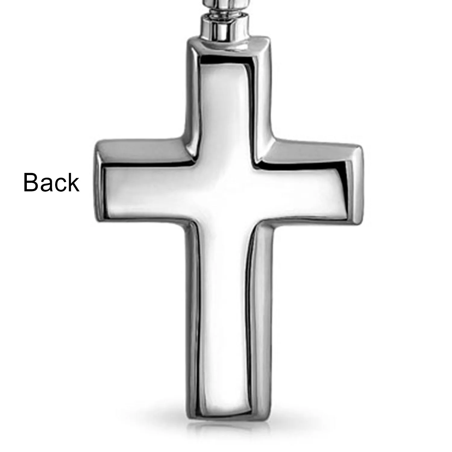 Large Cross Locket Necklace for Men Memorial Cremation Urn Holder Sterling Silver