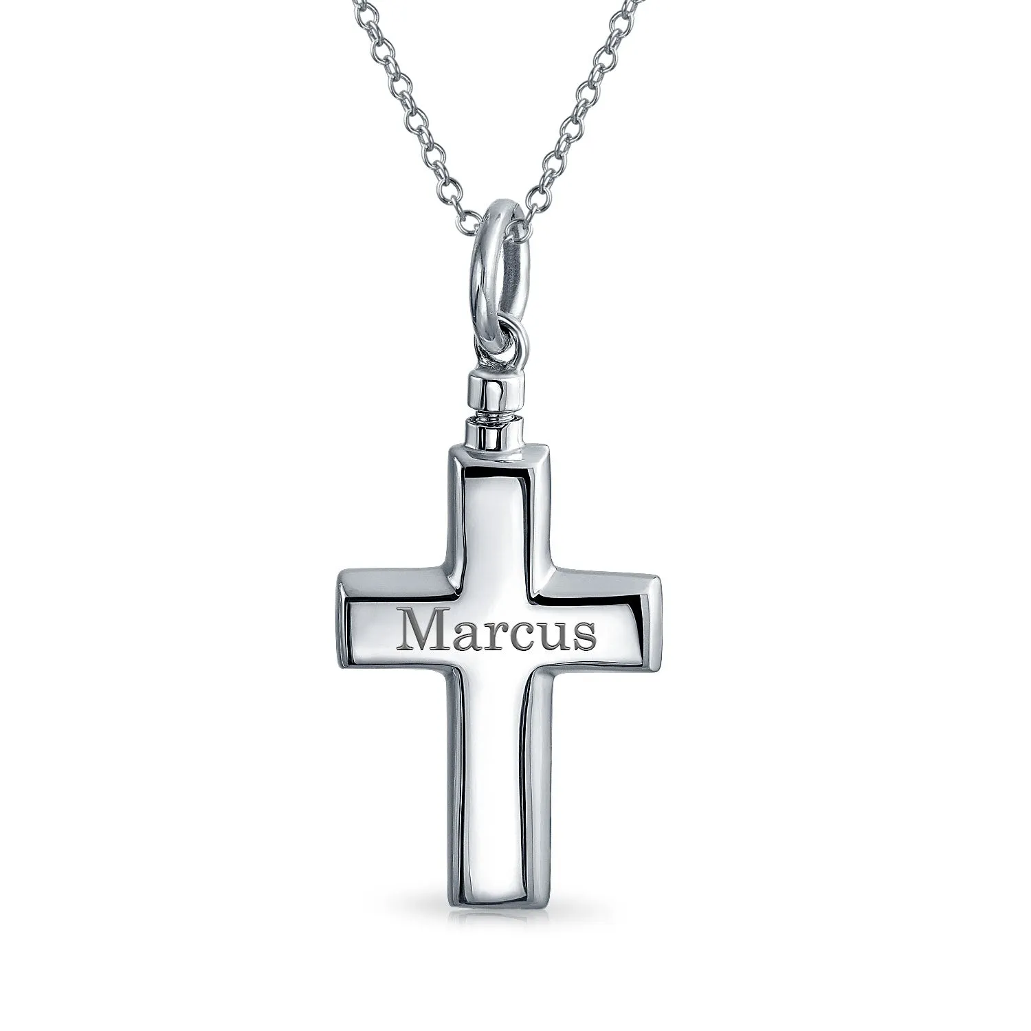 Large Cross Locket Necklace for Men Memorial Cremation Urn Holder Sterling Silver