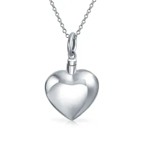 Large Puff Heart Locket Necklace for Ashes Sterling Silver Memorial Pendant Urn