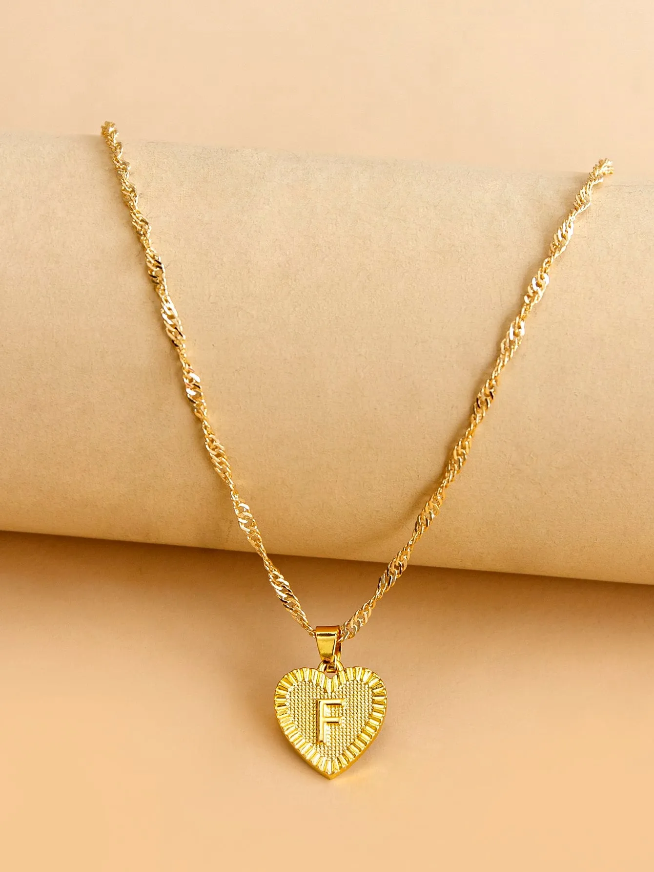 Letter Design Heart Charm Necklace