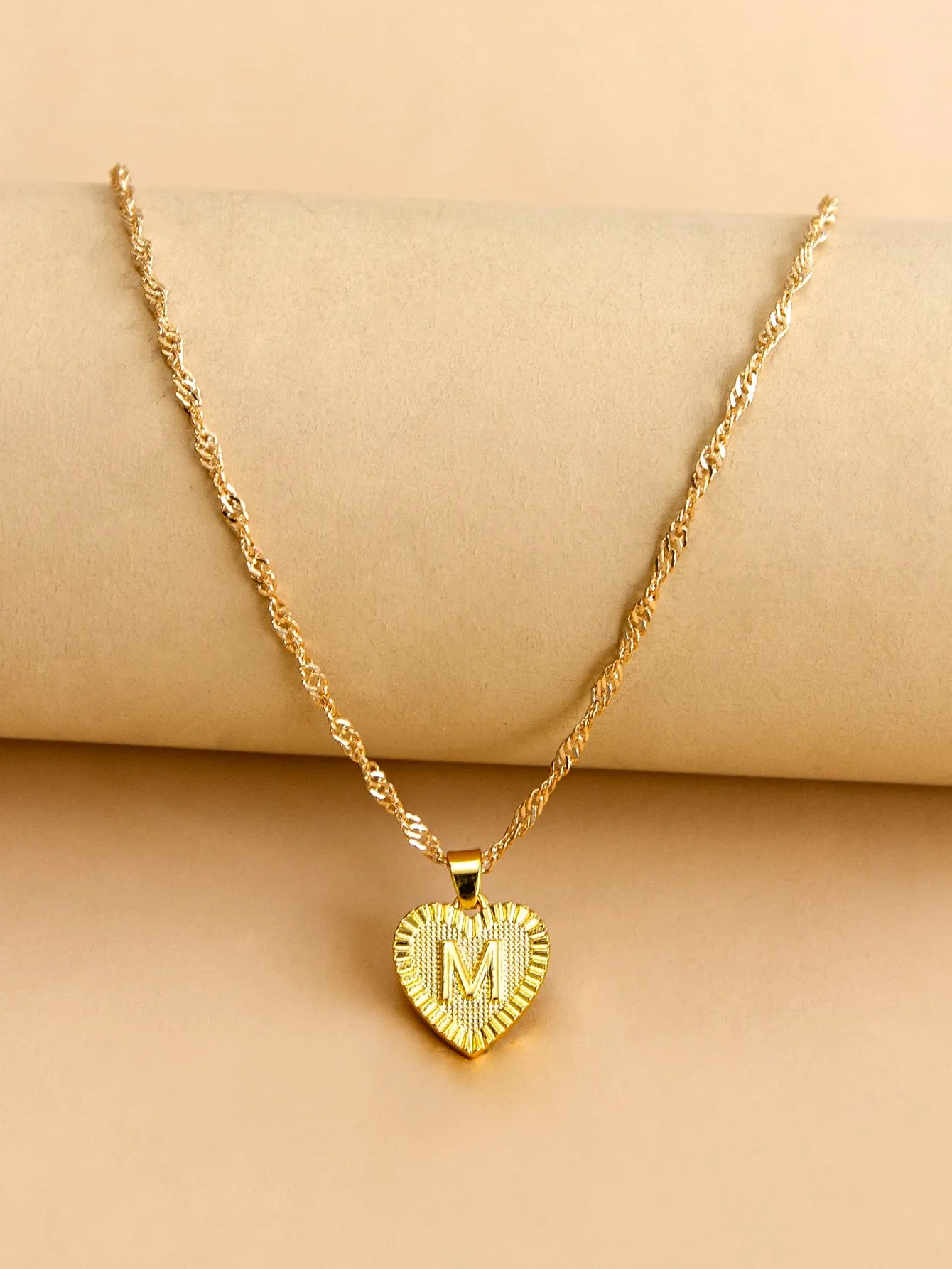 Letter Design Heart Charm Necklace